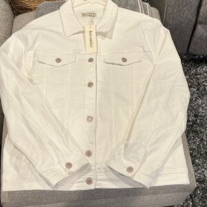 Luvenia Women's Elegant Cream Jean Jacket